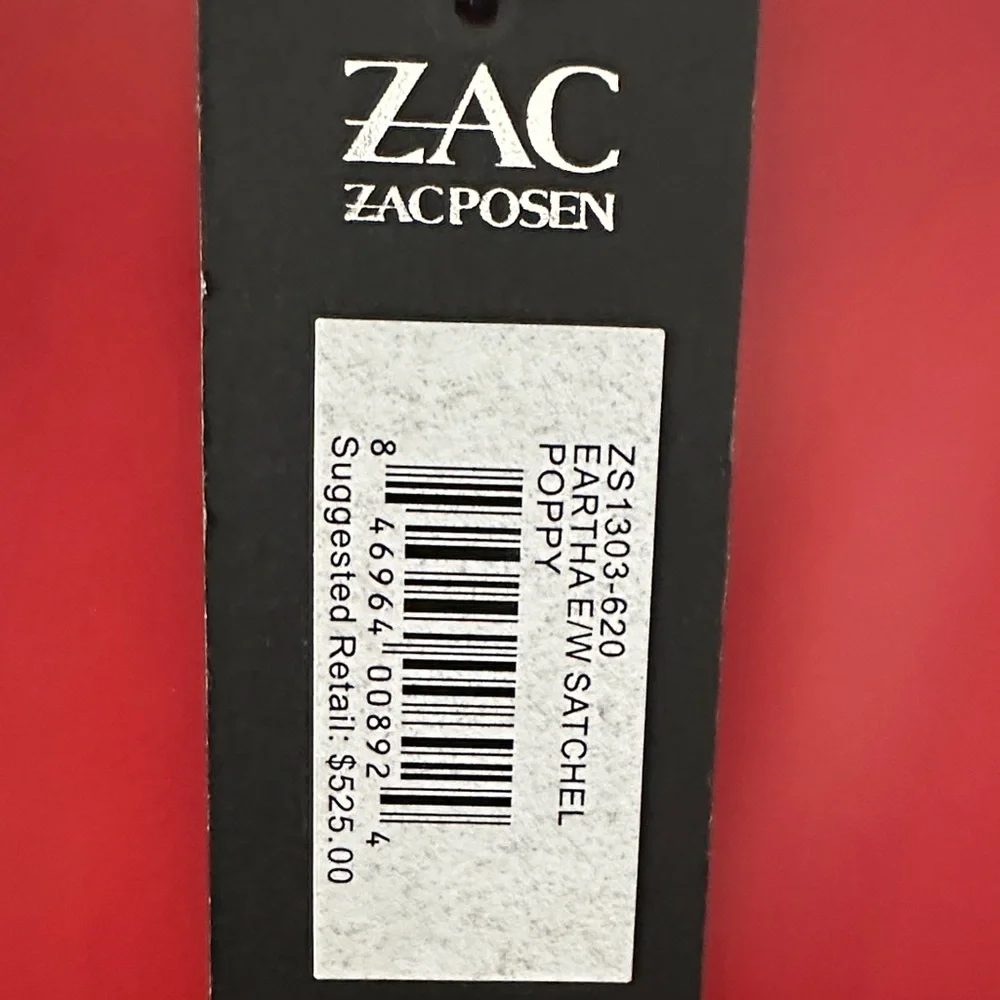 ZAC Zac Posen Vibrant Red Leather Satchel NWT